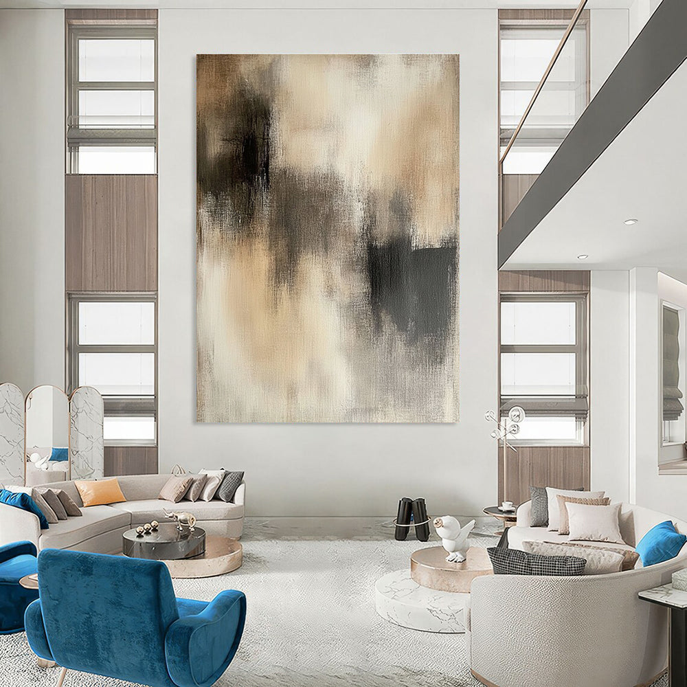 Monochrome Blur Abstract Painting for Zen - Inspired Meditation Centers GAB1217