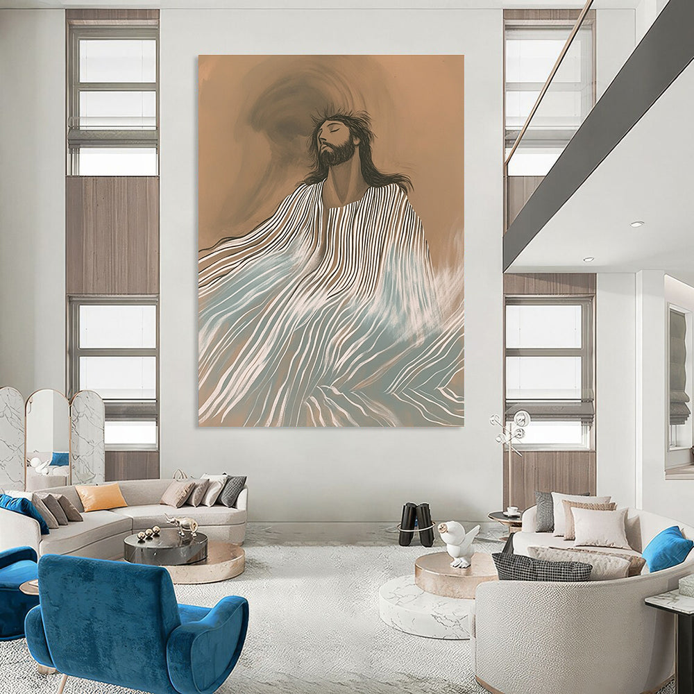 Serene Striped Figure Spiritual Narrative Abstract Painting GAB0282