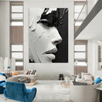 Textured Face Art Abstract Painting of Expressive Layers GAB0123