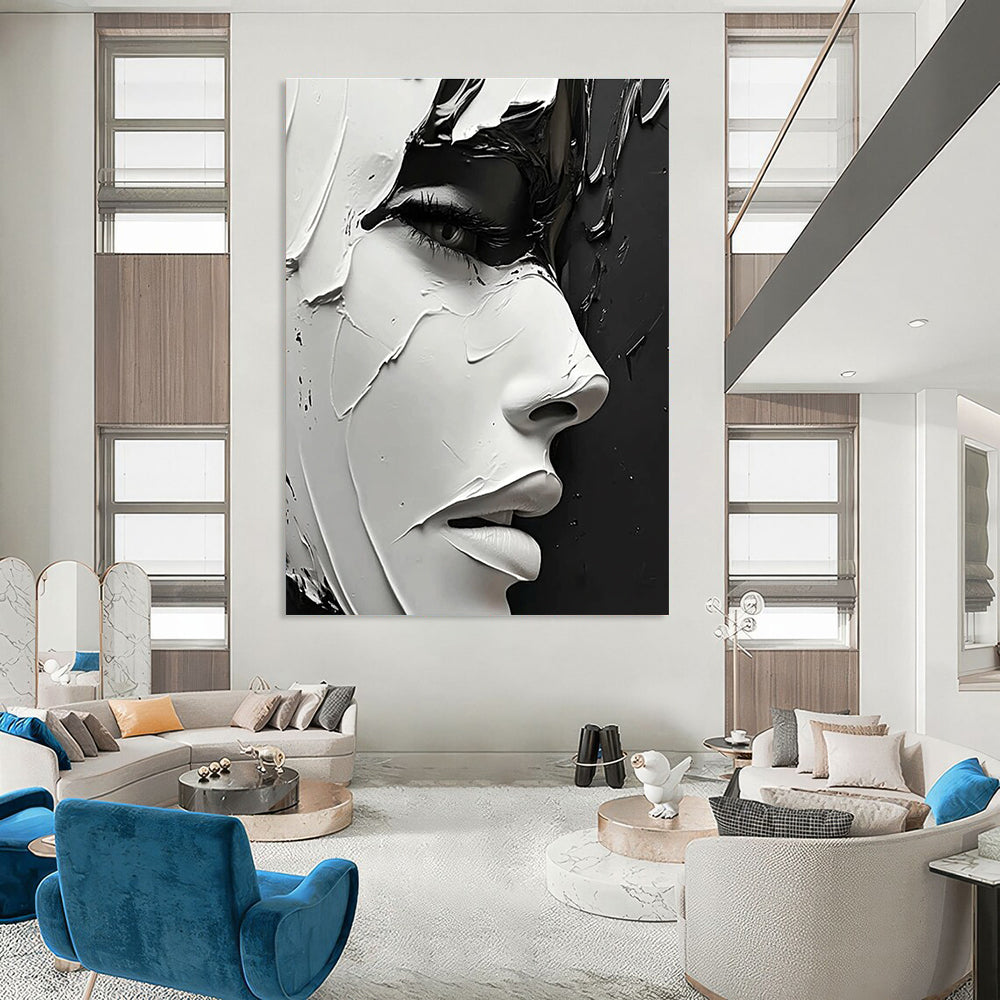 Textured Face Art Abstract Painting of Expressive Layers GAB0123