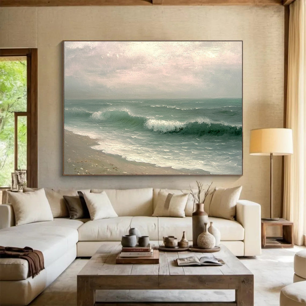 Realistic Sea Waves: Capturing Ocean’s Power and Grace Abstract Painting ABS156
