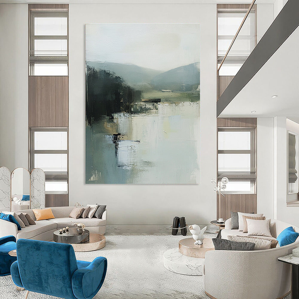 Misty Landscape Abstract Painting for Serene Home Offices GAB1280