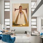 Seated Figure in White Cloak Abstract Painting for Contemplative Spaces HENG142