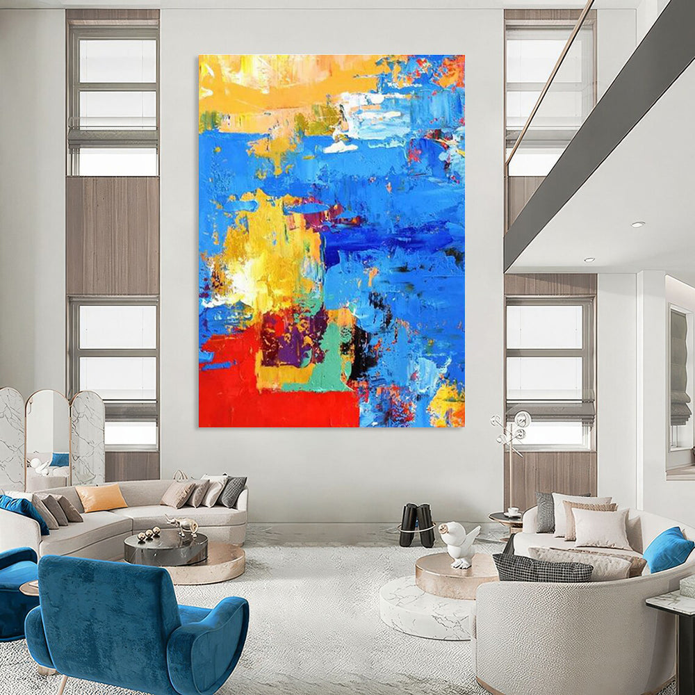 Bold Color Block Abstract Painting for Creative Workspaces HENG421