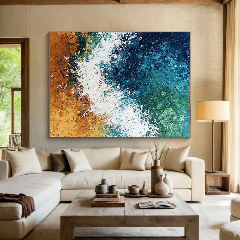 Textured Ocean Wave Abstract Painting with Dynamic Sea Energy WINK581