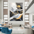 Golden - Lined Wave Abstract Painting for Sophisticated Living Rooms GAB0820