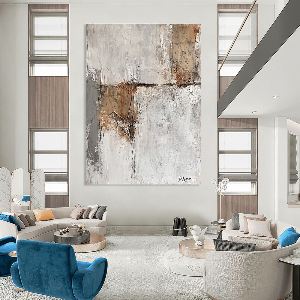 Textured Gray Abstract Painting for Industrial - Styled Lofts GAB1069