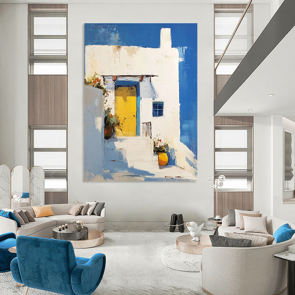 Mediterranean House Scene - Vibrant Architectural Abstract Painting GAB0410