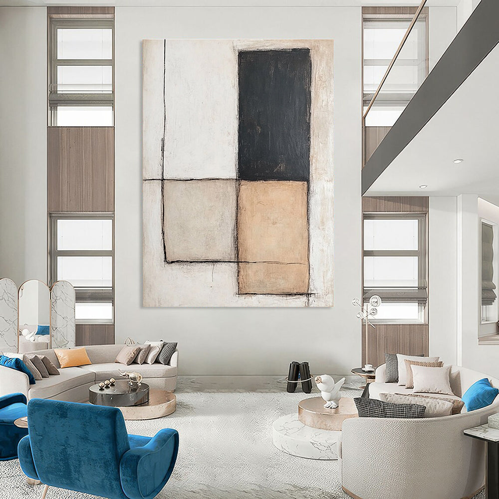Neutral Toned Geometric Art Abstract Painting for Minimalist Interiors GAB1392