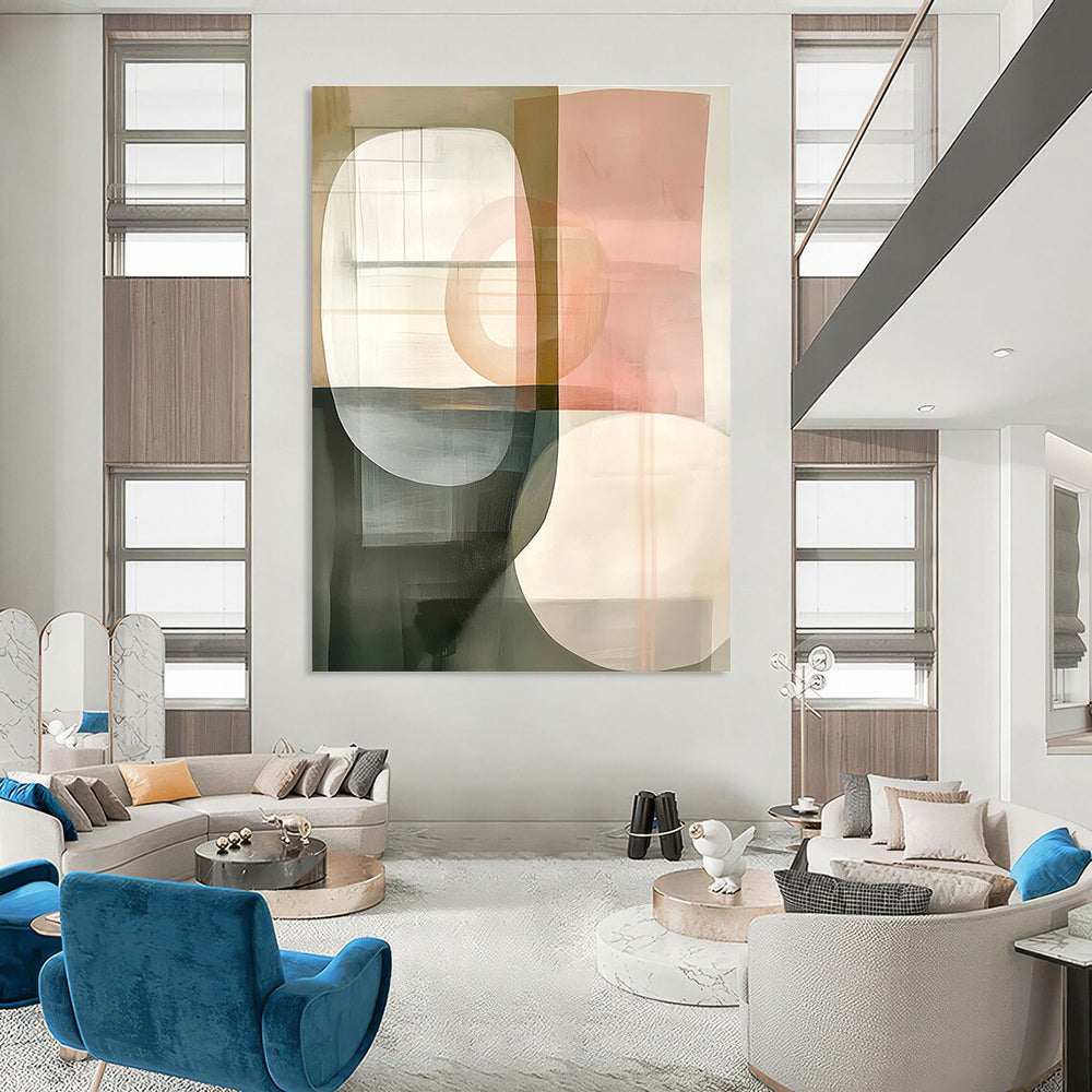 Soft Geometry Abstract Painting for Elegant Living Rooms GAB1027