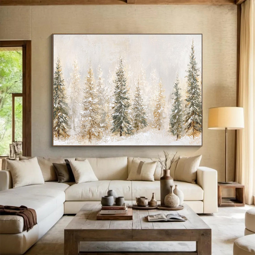 Snowy Forest Abstract Painting for Winter - Themed Spas YHT421