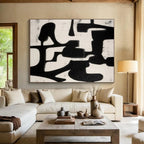 Bold Black - White Abstract Painting for Dramatic Spaces YHT062