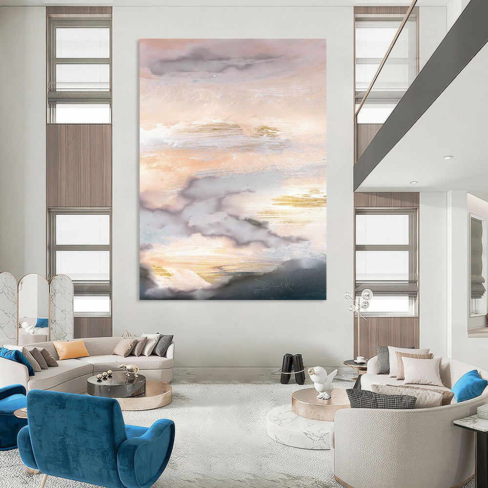 Ethereal Cloud - Sunset Abstract Painting for Luxury Hotel Suites HENG166