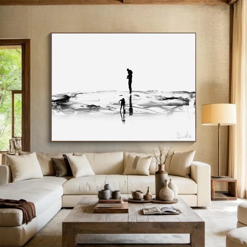 Silhouette on Ice Abstract Painting for Reflective Spaces YHT114