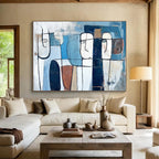 Abstract Face Figures with Geometric Lines Abstract Painting ABS348