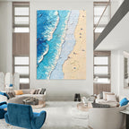 Textured Beach Scene Abstract Painting for Coastal Home Living Rooms GAB1270