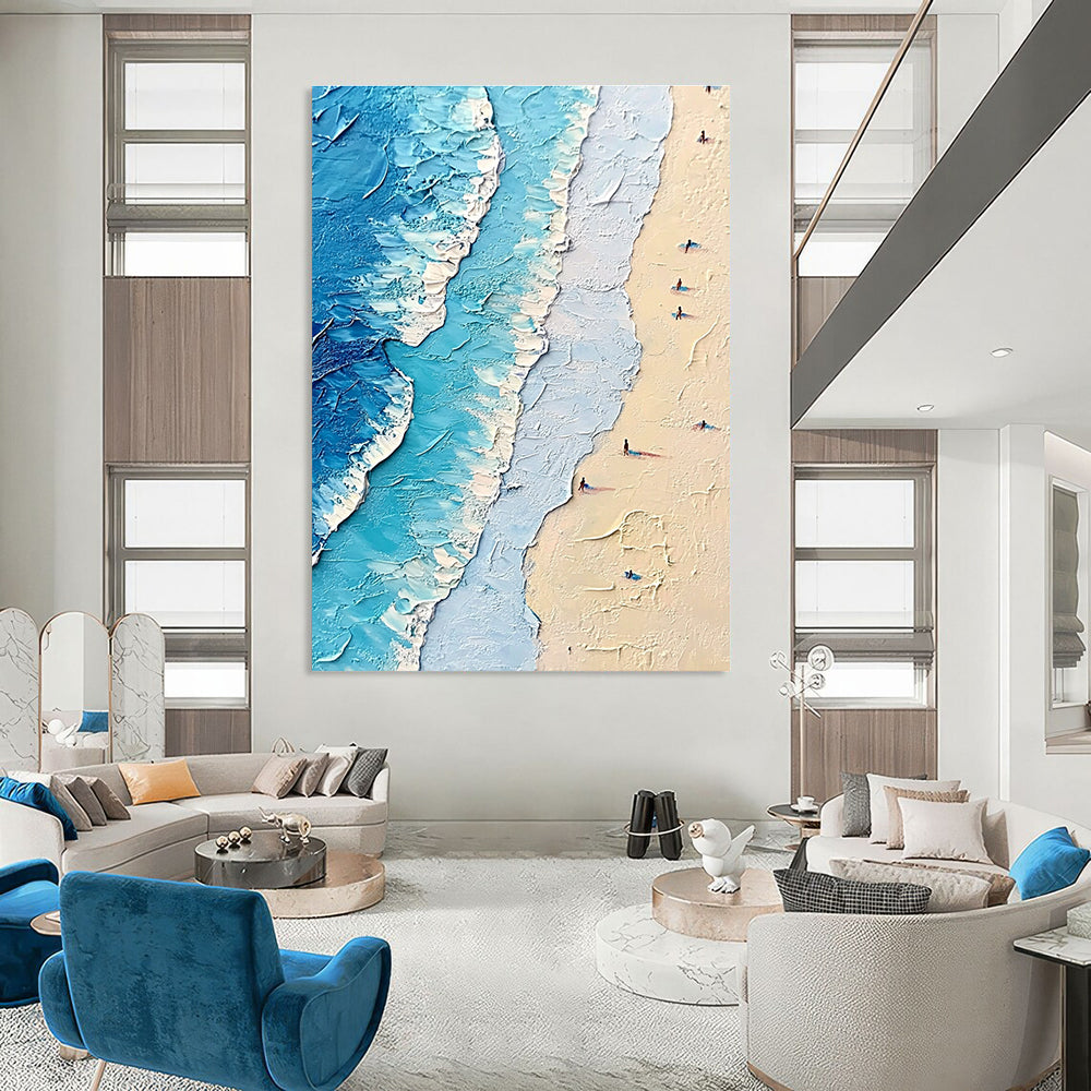 Textured Beach Scene Abstract Painting for Coastal Home Living Rooms GAB1270