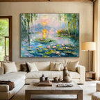 Water Lily Pond Abstract Painting for Spa Retreats YHT194