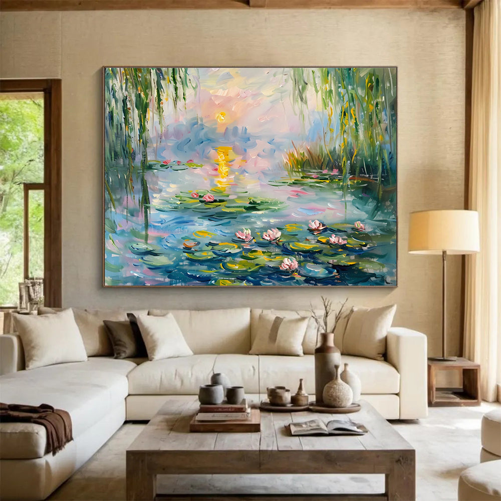 Water Lily Pond Abstract Painting for Spa Retreats YHT194