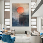 Abstract Sunset with Red Lines Conceptual Landscape Abstract Painting GAB0288