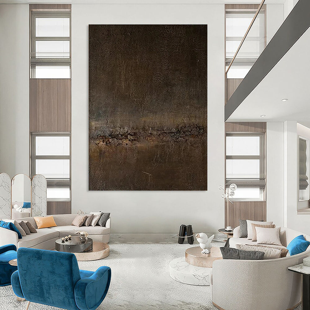 Dark Textured Abstract Painting for Sophisticated Hotel Bars HENG057