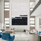 Black - White Horizontal Abstract Painting for Industrial - Chic Lofts HENG402