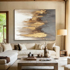 Gold - Dripped Gray Abstract Painting with Subtle Luxury WINK325