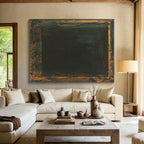 Framed Dark Rectangle Abstract Painting with Mysterious Allure WINK089