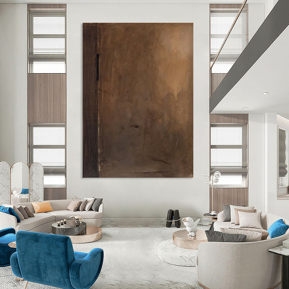 Dark Brown Abstract Composition Painting for Moody Home Theaters HENG514