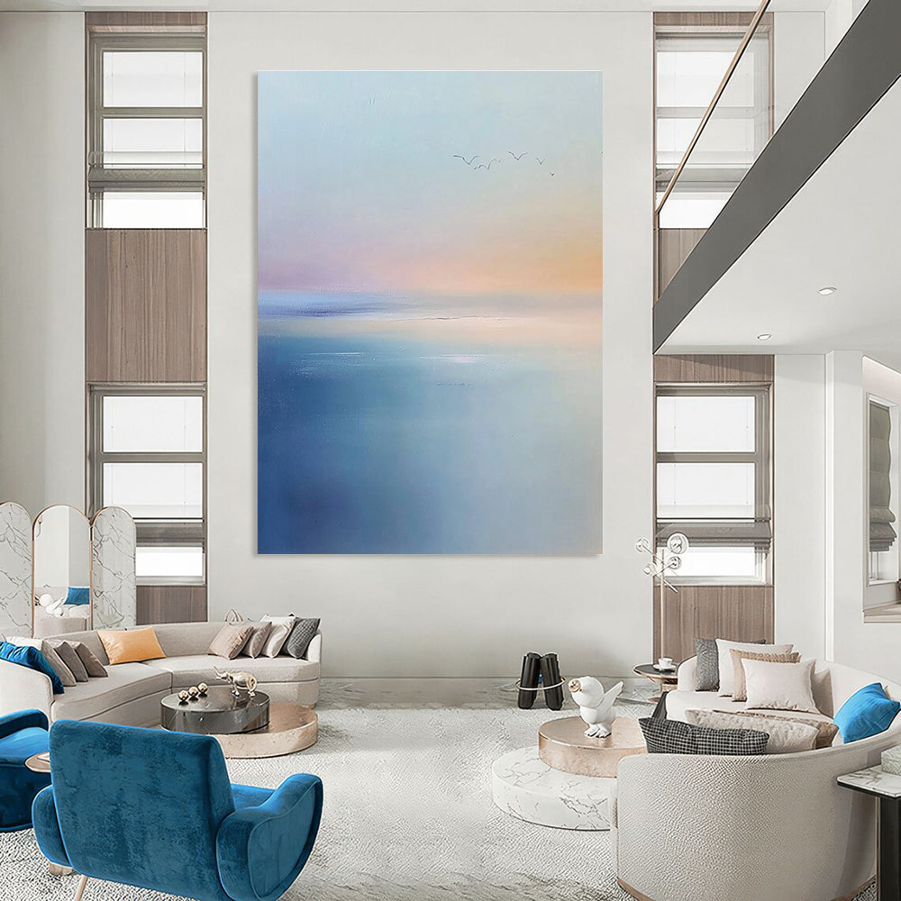 Serene Sea and Sky Abstract Painting for Peaceful Spa Retreats GAB0807