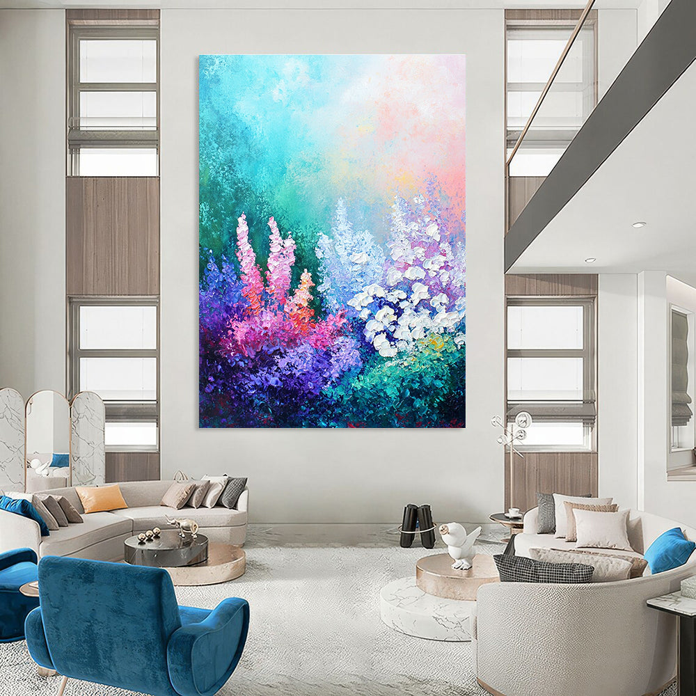 Colorful Flower Field Vibrant Landscape Abstract Painting GAB0273