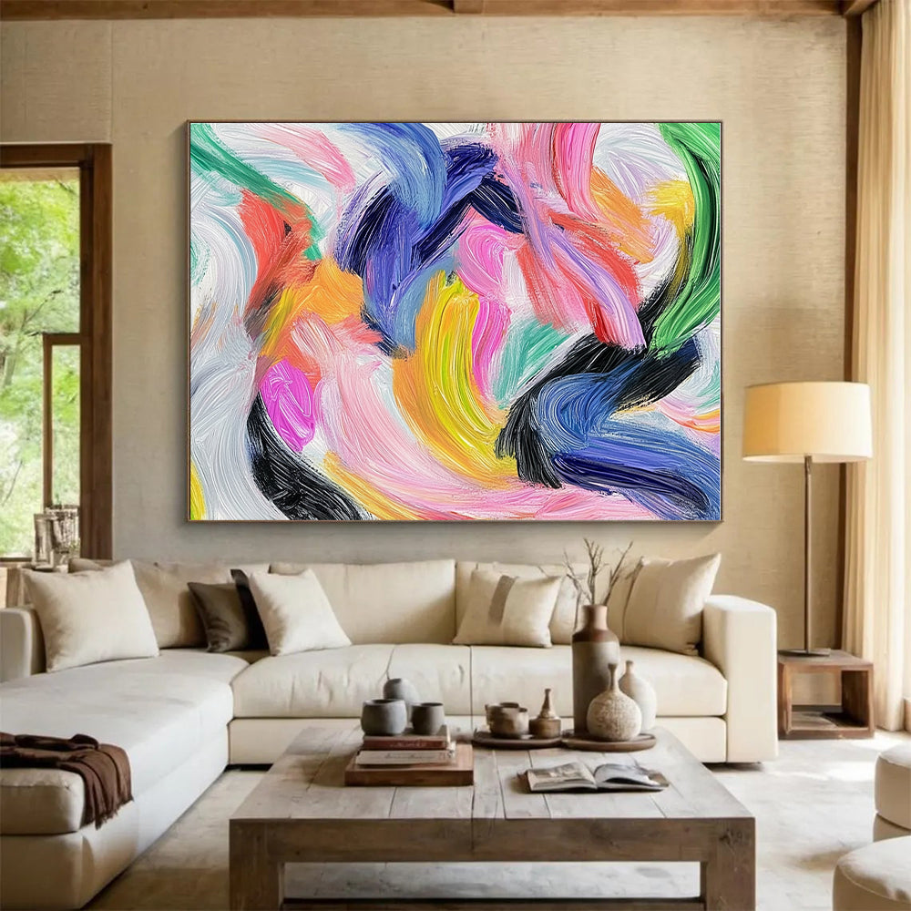 Colorful Swirling Strokes Abstract Painting with Vibrant Energy WINK231