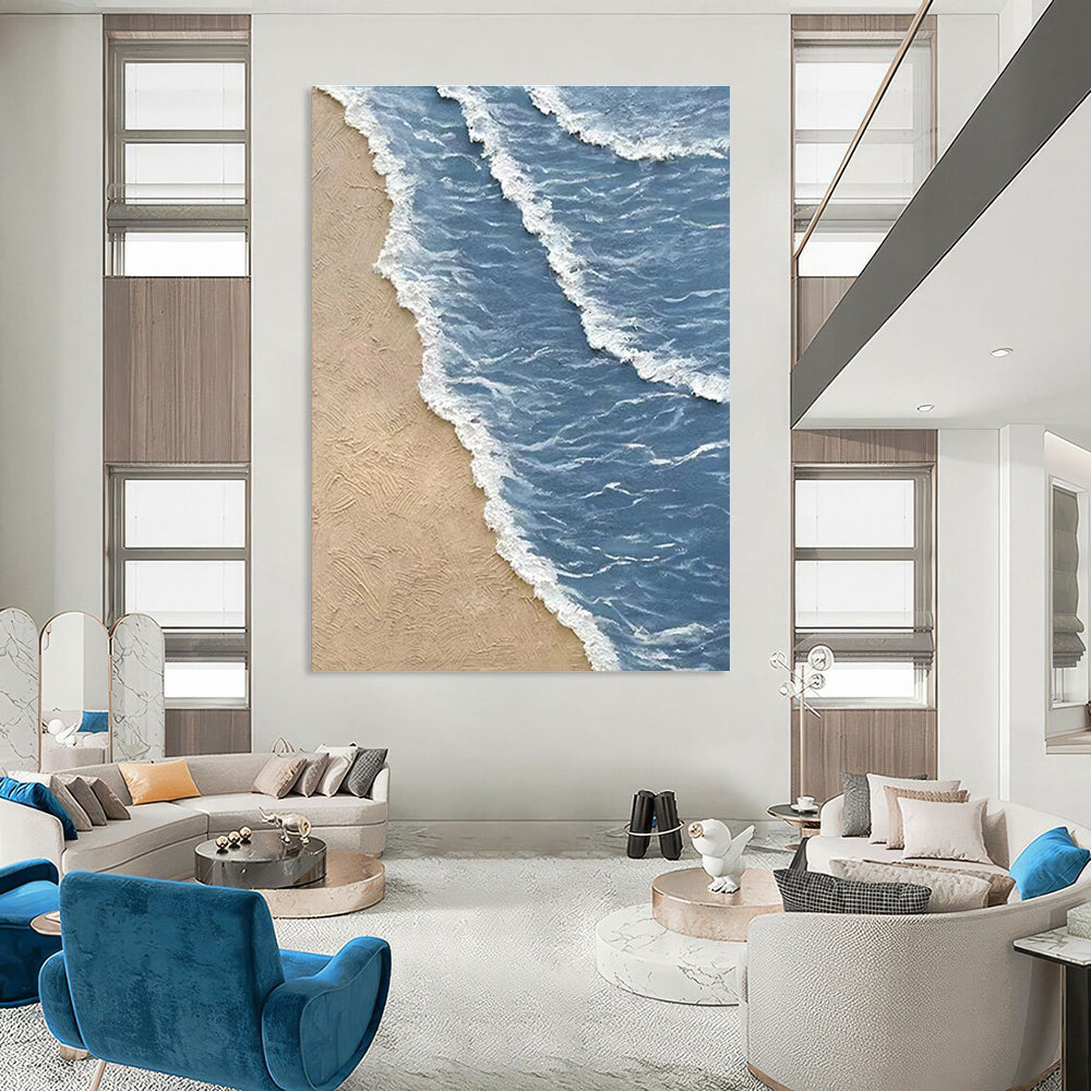 Aerial Beach Wave Abstract Painting for Beach - Lover Homes HENG333