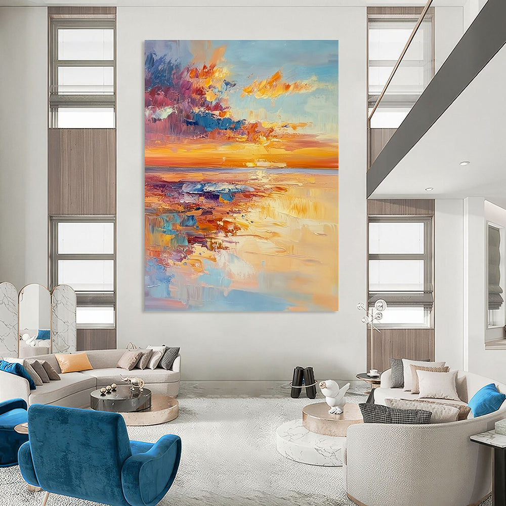 Sunset Beach Abstract Painting with Dynamic Colors GAB0009