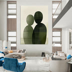 Green Silhouette Couple Abstract Painting of Subtle Togetherness GAB0211
