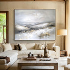 Textured Gray Landscape Abstract Painting with Subtle Gold Accents ABS243
