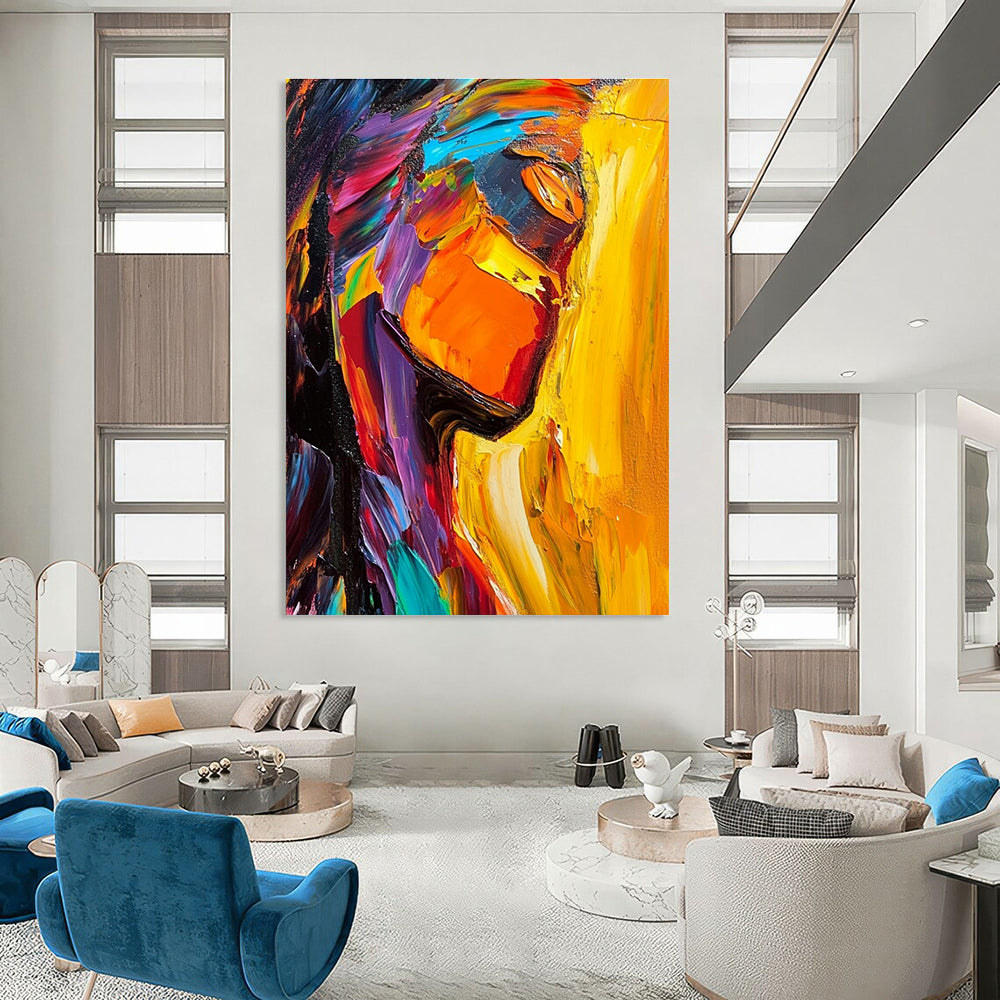 Colorful Abstract Portrait Painting with Vibrant Brushstrokes GAB0058