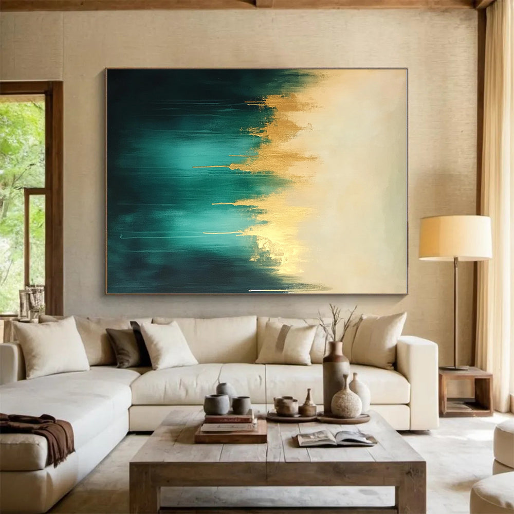 Blue Green Gold Abstract Painting with Ethereal Beauty WINK551