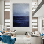 Solitary Figure in Blue Ethereal Landscape Abstract Painting GAB0222