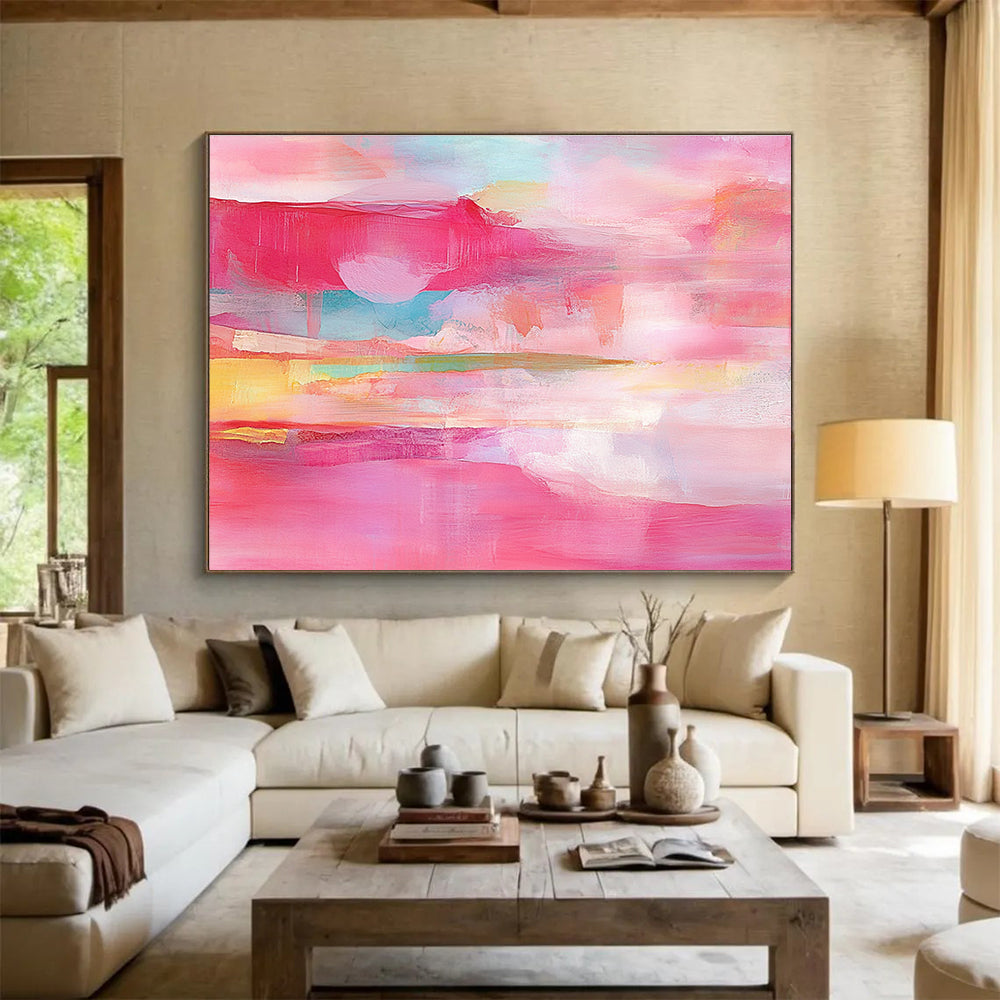 Pink - Toned Abstract Layers Painting with Soft, Romantic Transitions ABS495
