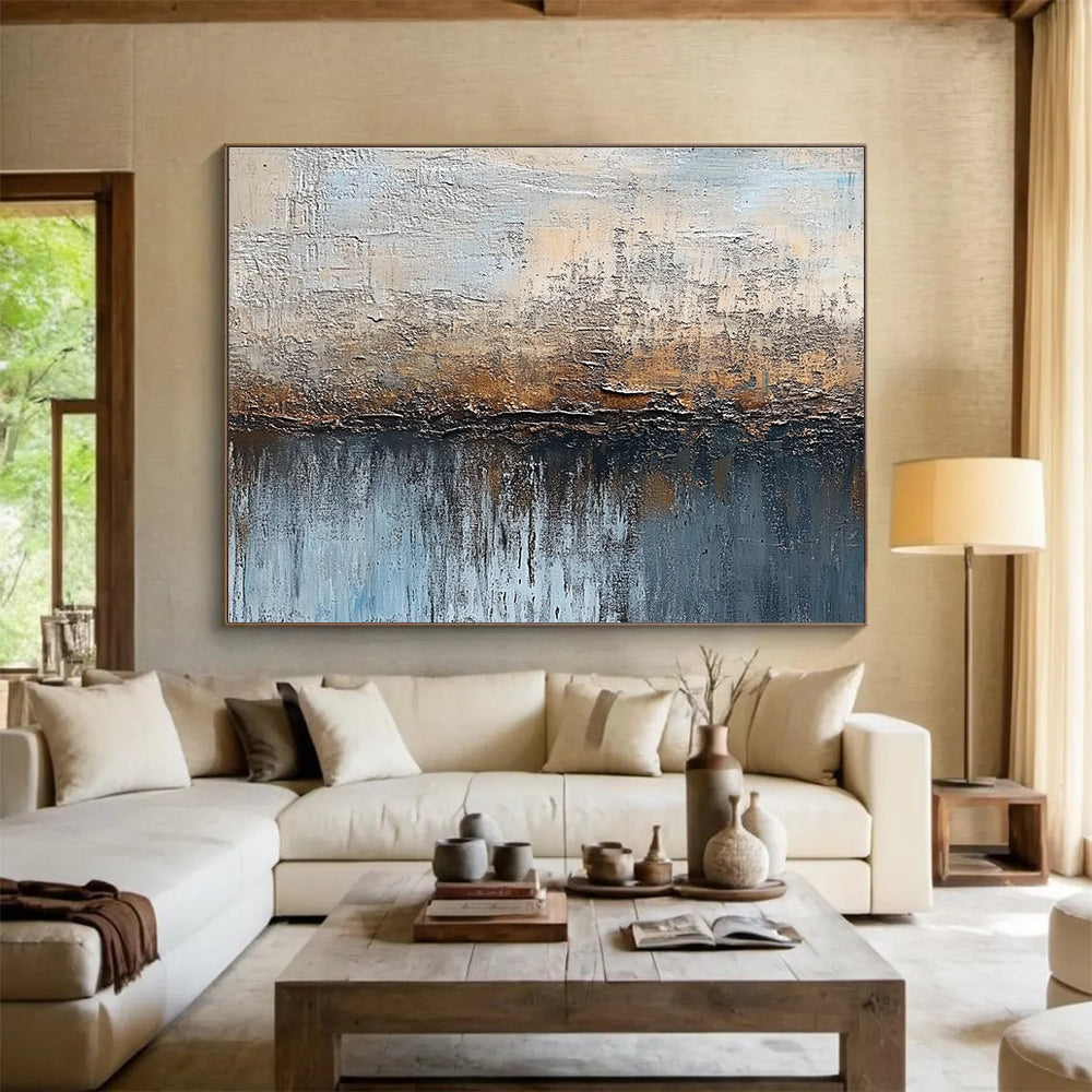Textured Coastal Impression with Earthy Tones Abstract Painting ABS315