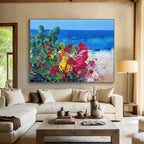 Beach Flowers Abstract Painting for Beachfront Home Living Rooms YHT433