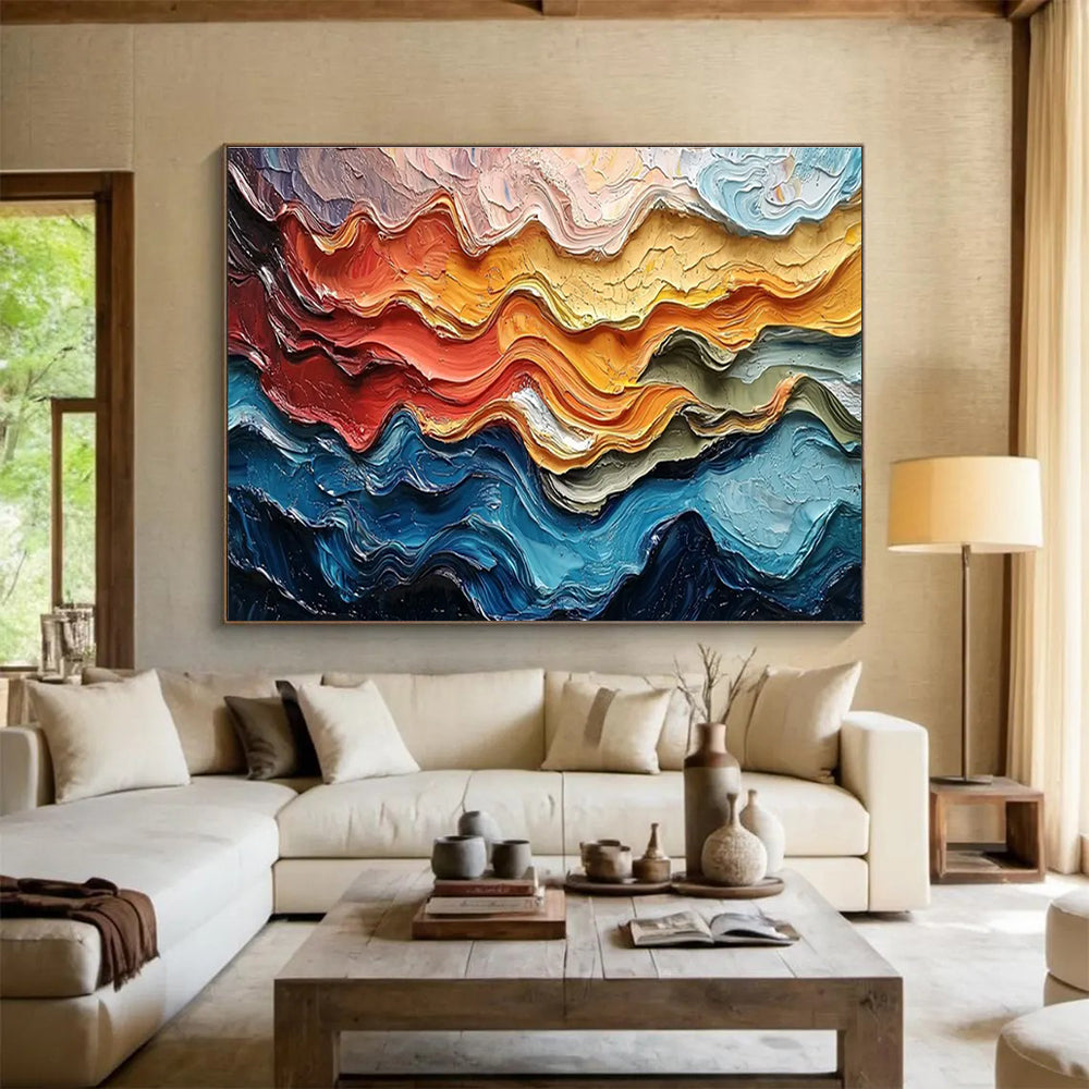Colorful Wave Abstract Painting for Modern Beach Resorts YHT292