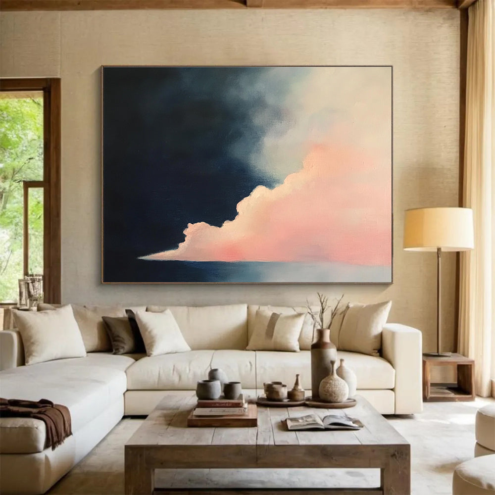 Dramatic Sky with Pink Cloud Painting with Bold Color Contrast ABS566