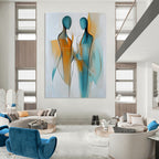 Connected Figure Abstract Painting for Community Center Gathering Spaces GAB1178