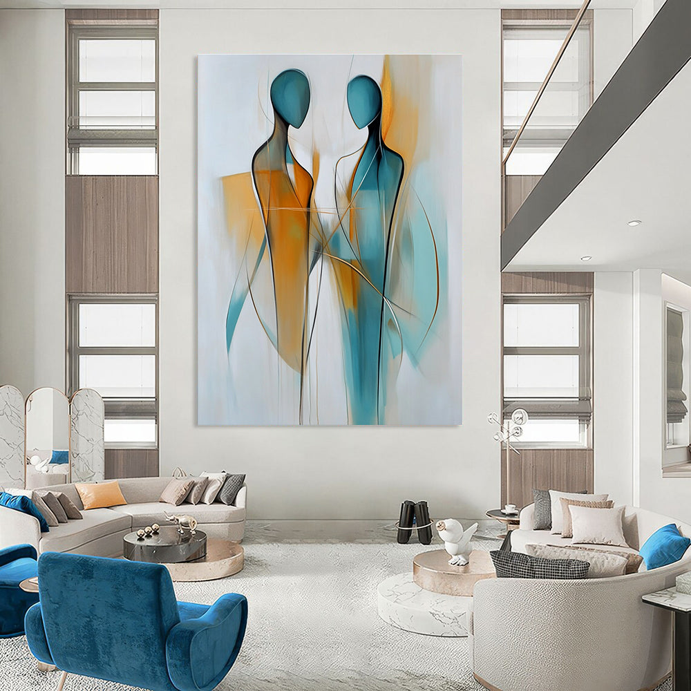 Connected Figure Abstract Painting for Community Center Gathering Spaces GAB1178