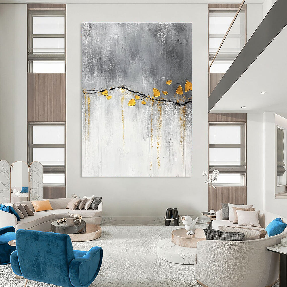 Gold - Branch Abstract Painting for Minimalist Home Offices GAB0863