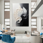Black and White Flower Abstract Painting for Monochrome - Themed Studies GAB0999