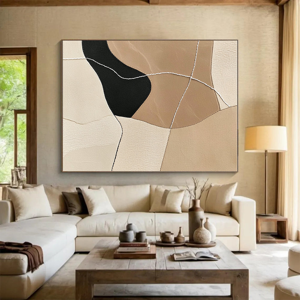 Leather - Patch Abstract Painting with Stitched Details WINK853
