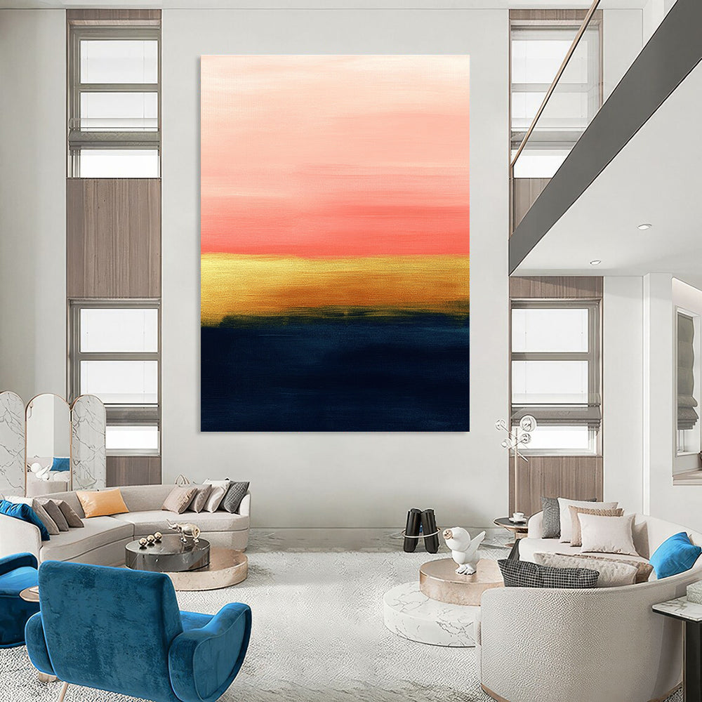 Pink and Gold Horizon Abstract Painting for Luxe Bedroom Retreats GAB1387